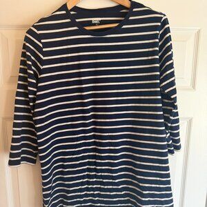 Land's End Breton Striped Shirt 3/4 Sleeve Tall